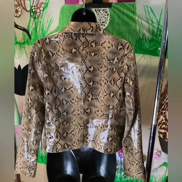 NWOT BLANK NYC FAUX SNAKESKIN SNAP BUCKLE ZIP MOTO JACKET. SZ.S - Picture 4 of 14